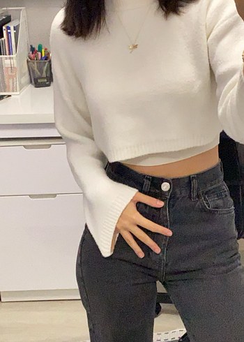 Beyaz Yakalı Kadın Kazak - Görsel 3