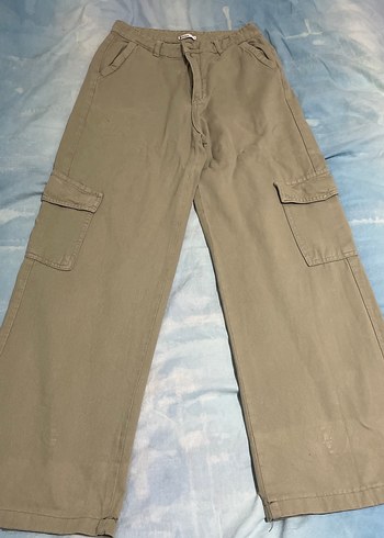 Yeşil Kargo Pantolon Geniş Paça