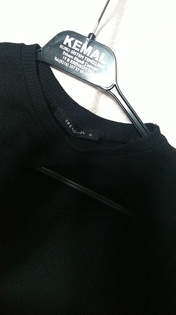 xl Beden siyah Renk Pencere detay tişört fitilli kumaş 