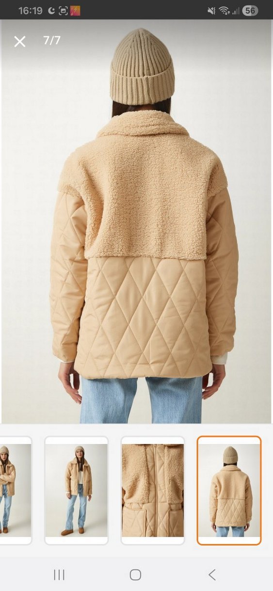 peluş detaylı kapitone mont - Görsel 3