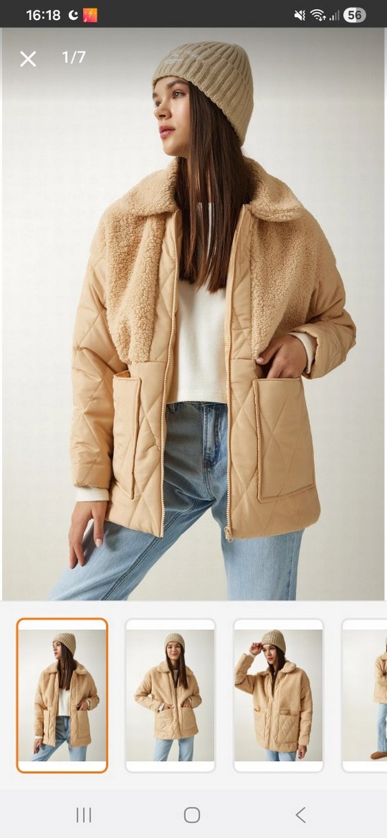 peluş detaylı kapitone mont - Görsel 5