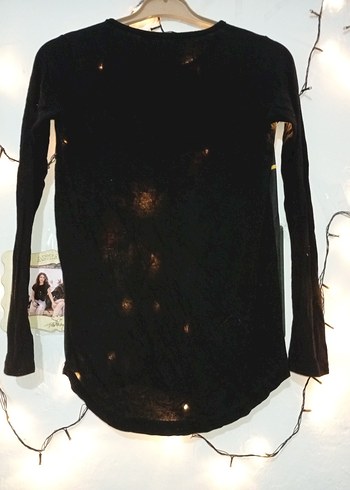 Kız Çocuk Siyah Uzun Kollu Baskılı Tişört - Görsel 2