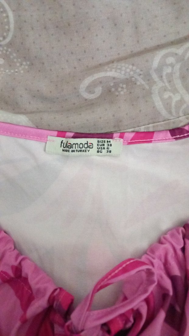 Pembe Bağcıklı Straplez Uzun Kollu Bluz - Görsel 2