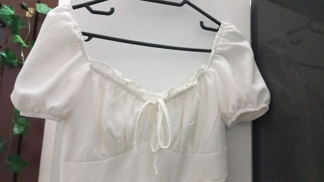 Beyaz Keten Midi Elbise Fırfırlı Detaylı - Görsel 2