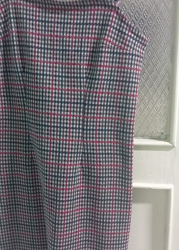 Gri Kareli Midi Elbise - Görsel 2