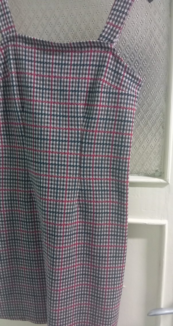 Gri Kareli Midi Elbise - Görsel 2