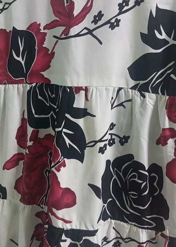 Kolsuz V Yaka Çiçekli Hamile Mini Elbise - Görsel 3