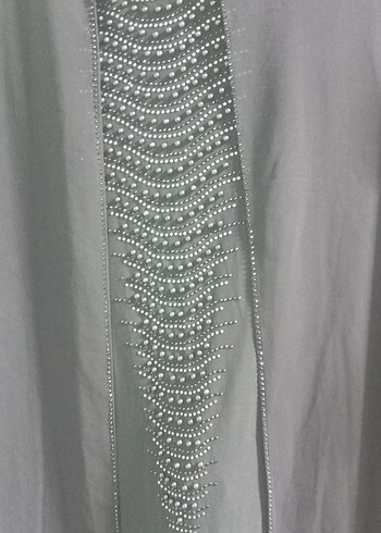 Haki Uzun Kollu Dökümlü Gotik Elbise - Görsel 2