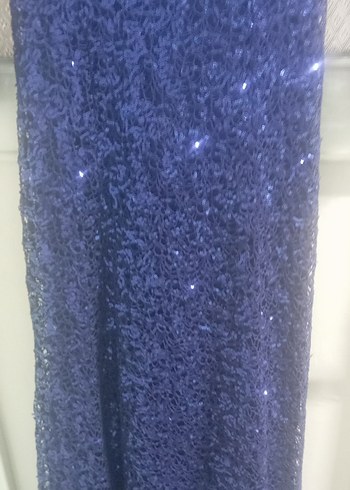 Uzun Kollu Drapeli Lacivert Abiye Elbise - Görsel 4