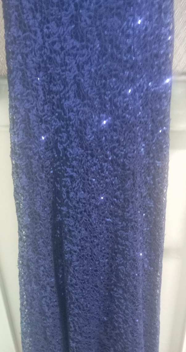 Uzun Kollu Drapeli Lacivert Abiye Elbise - Görsel 4