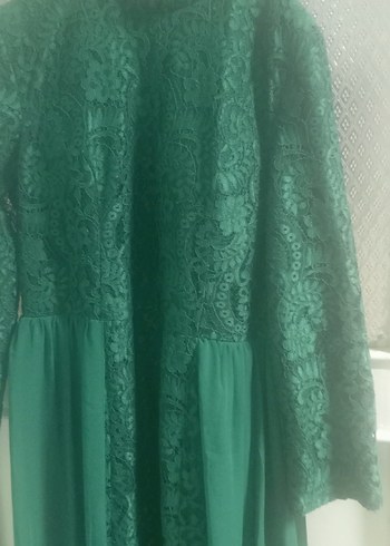 Uzun Kollu Yeşil Bohem Abiye - Görsel 2