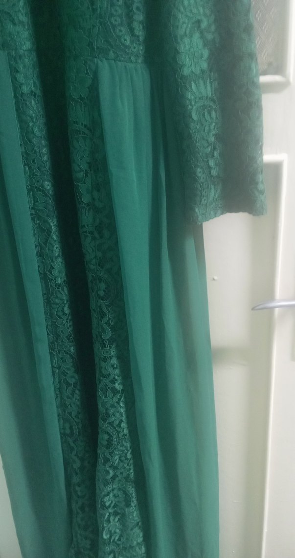 Uzun Kollu Yeşil Bohem Abiye - Görsel 3