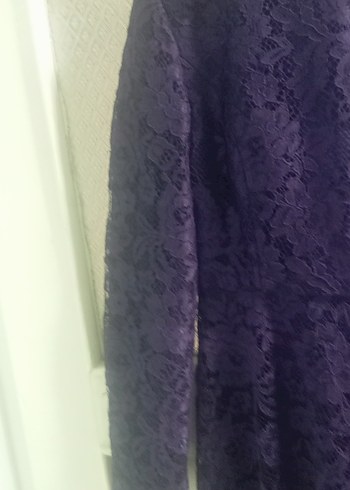 Uzun Kollu Mor Gotik Abiye - Görsel 3