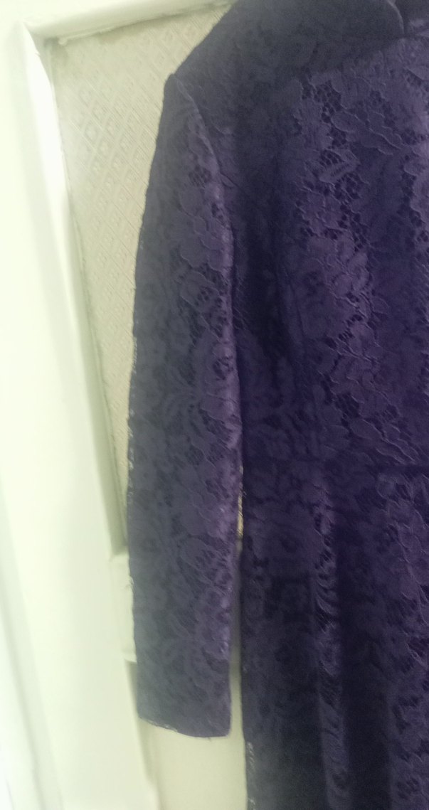 Uzun Kollu Mor Gotik Abiye - Görsel 3