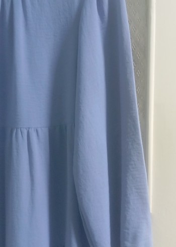 Mavi Pilili Keten Midi Tunik - Görsel 2