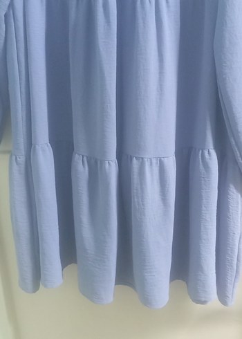 Mavi Pilili Keten Midi Tunik - Görsel 3