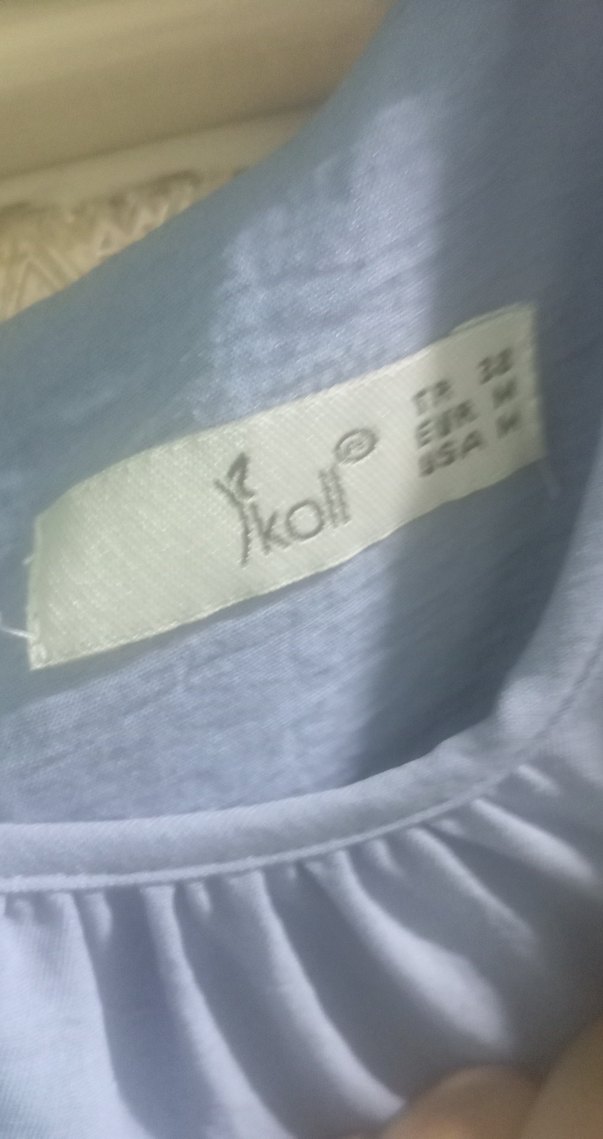 Mavi Pilili Keten Midi Tunik - Görsel 4