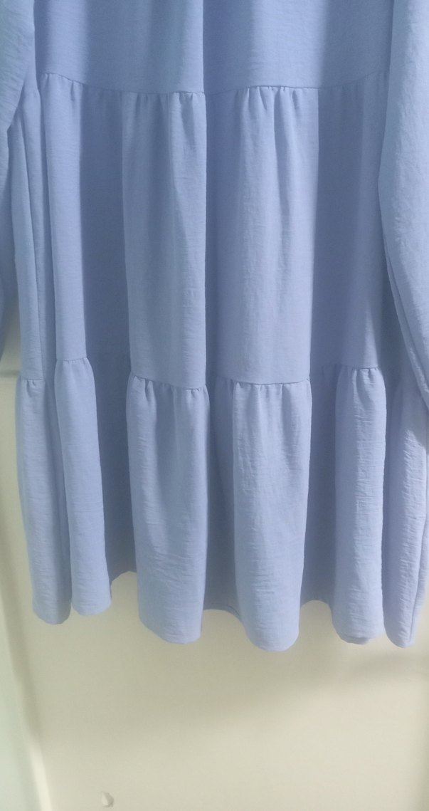 Mavi Pilili Keten Midi Tunik - Görsel 3