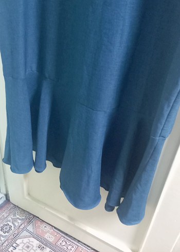 Mavi Uzun Keten Elbise - Görsel 2