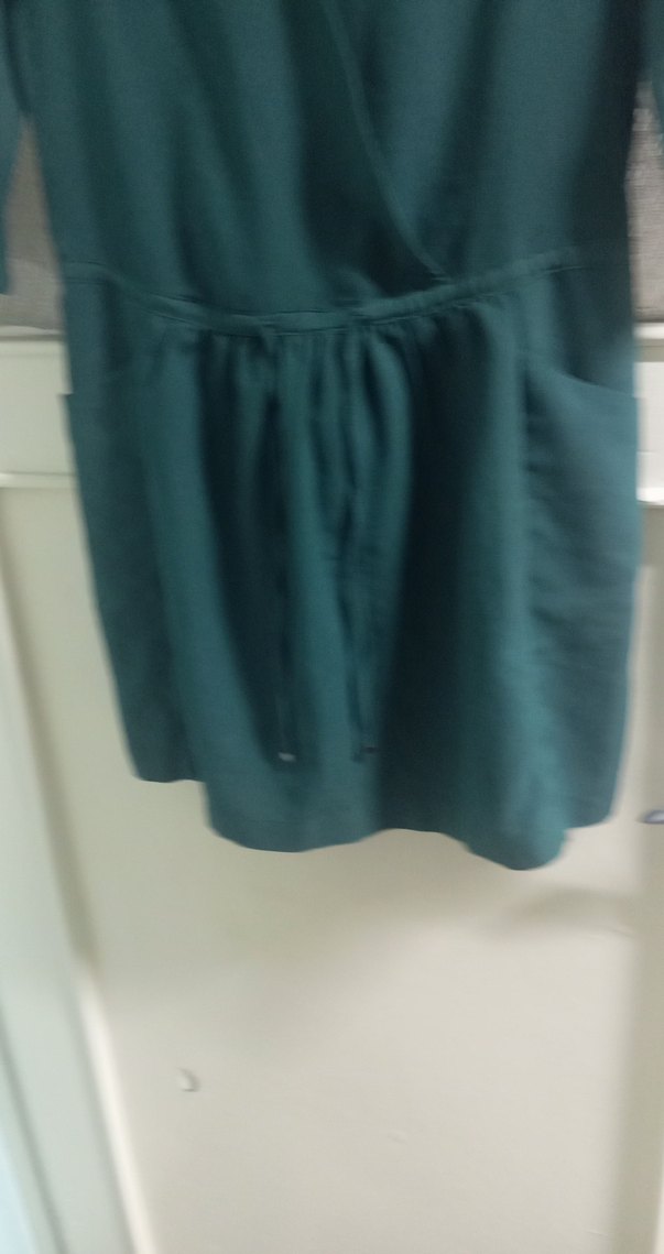 Kemerli V Yaka Midi Yeşil Elbise - Görsel 3