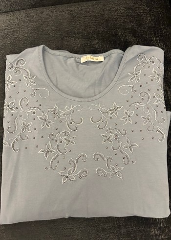 Mavi  işleme detaylı Bluz - Görsel 4