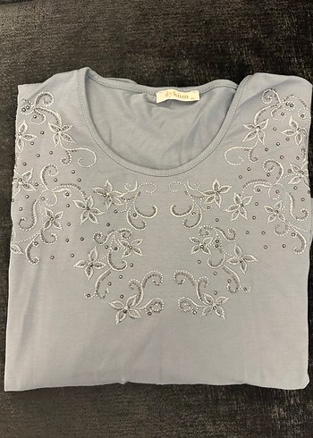 Mavi  işleme detaylı Bluz - Görsel 2