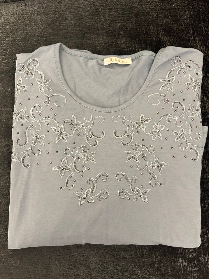 Mavi  işleme detaylı Bluz - Görsel 2