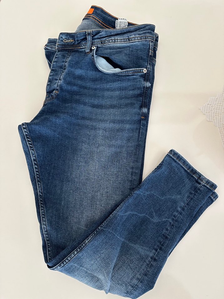 Mavi Gri Düğmeli Erkek Kot Pantolon - Görsel 3