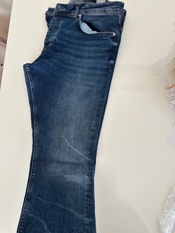 Mavi Gri Düğmeli Erkek Kot Pantolon - Görsel 2