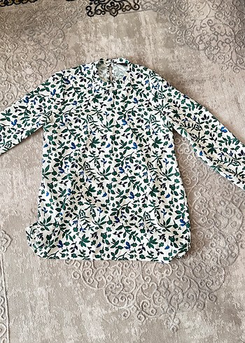 Desenli Bohem Hamile Bluzu, Uzun Kollu, Düğmeli - Görsel 2