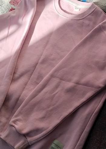 m Beden pembe Renk Kadın Pembe Bisiklet Yaka Sweatshirt