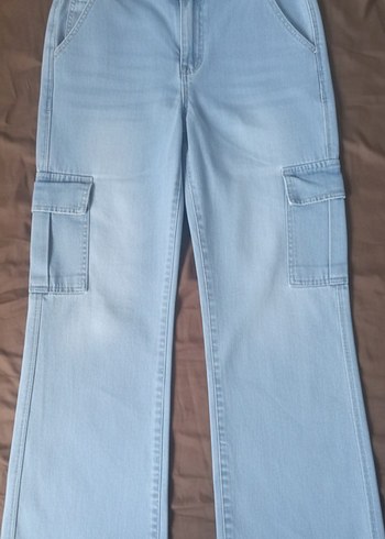 Kadın Mavi Midi Bol Kesim Denim Pantolon