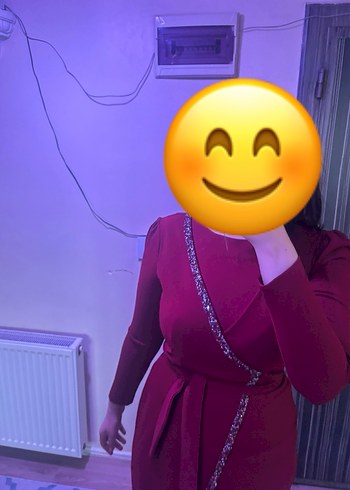 Bordo Uzun Kollu Drapeli Abiye Elbise - Görsel 5