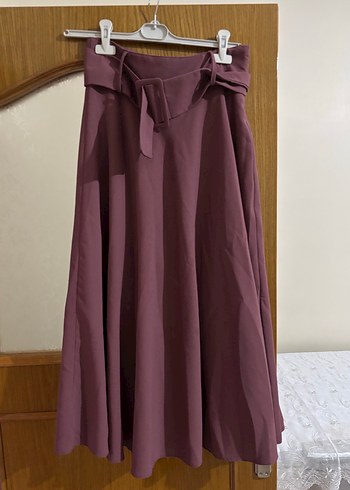 Patlıcan moru Drapeli Uzun Kadın Etek - Görsel 2