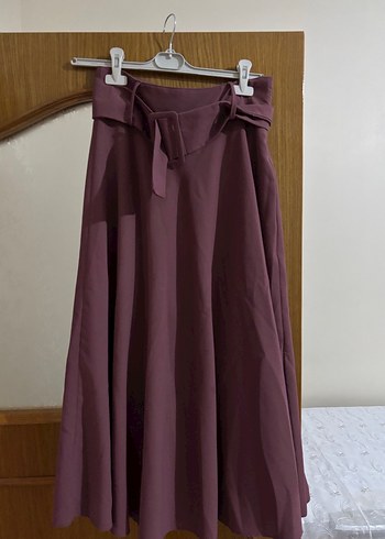 Patlıcan moru Drapeli Uzun Kadın Etek - Görsel 3