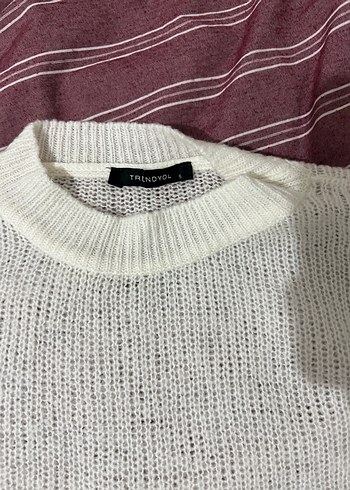 Beyaz Örgü Salaş Kadın Kazak - Görsel 2