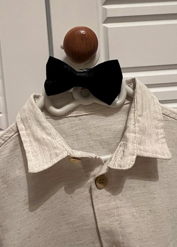 Bebek Erkek Keten Gömlek ve Siyah Pantolon Seti - Görsel 2