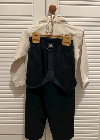 Bebek Erkek Keten Gömlek ve Siyah Pantolon Seti - Görsel 3