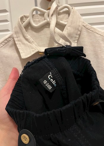 Bebek Erkek Keten Gömlek ve Siyah Pantolon Seti - Görsel 5