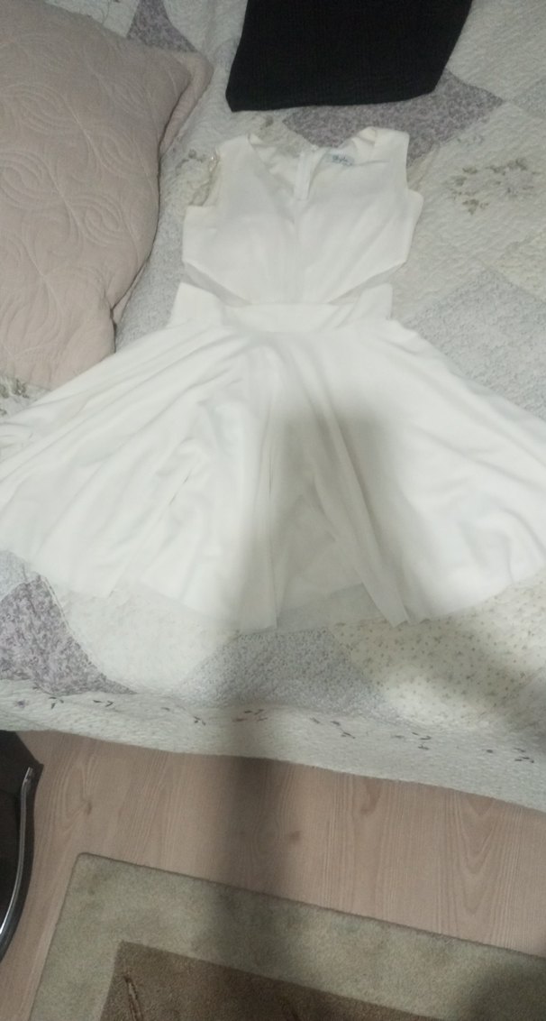 Beyaz Fırfırlı Kadın elbise - Görsel 4