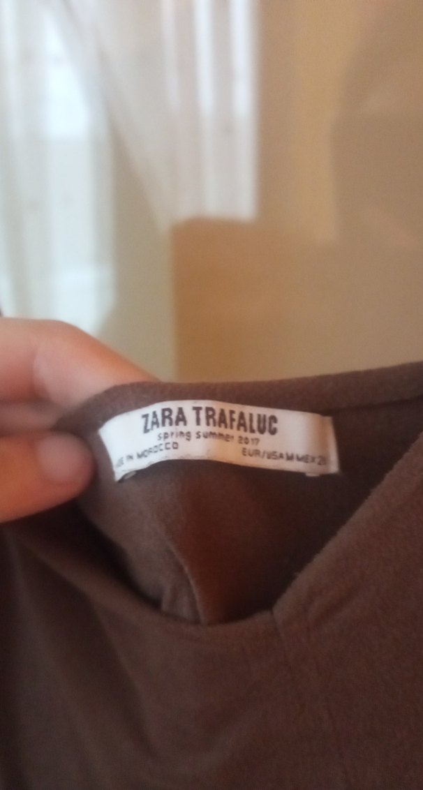 Kahverengi Uzun V Yaka Askılı tulum - Görsel 3