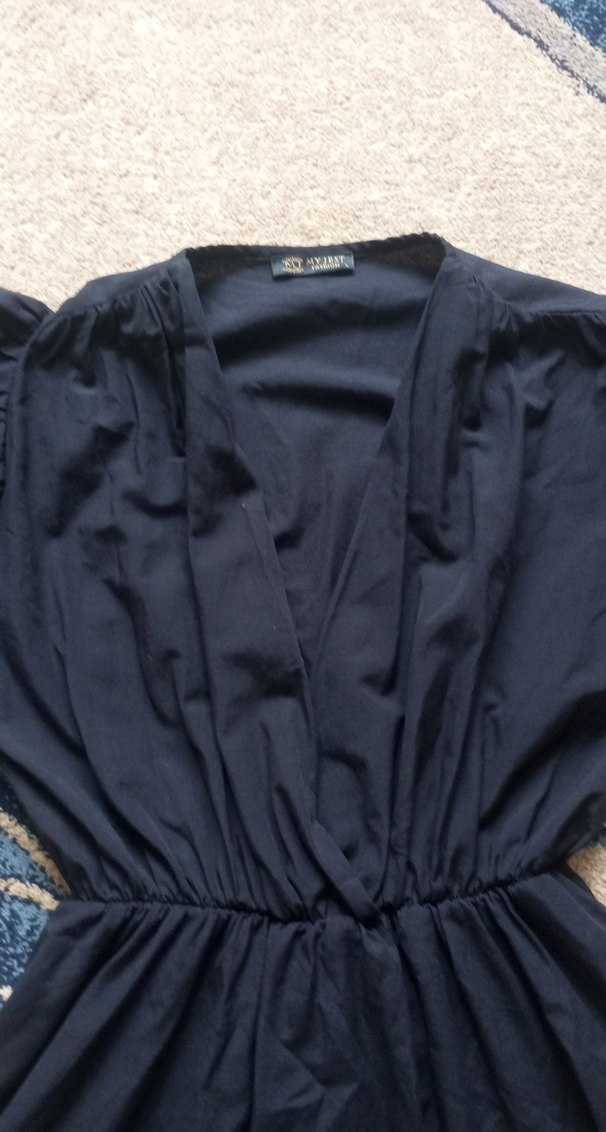 v yaka balon kollu elbise - Görsel 4