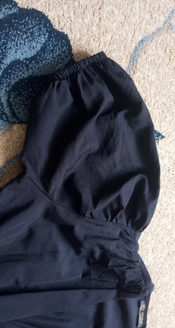 v yaka balon kollu elbise - Görsel 3