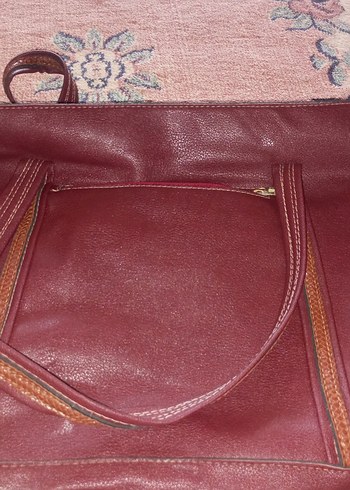 bordo Yılan Desenli Deri Kadın Çanta - Görsel 4