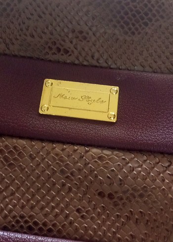 bordo Yılan Desenli Deri Kadın Çanta - Görsel 3