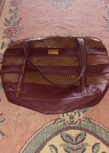 bordo Yılan Desenli Deri Kadın Çanta - Görsel 2