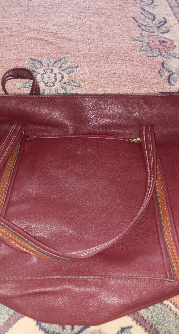 bordo Yılan Desenli Deri Kadın Çanta - Görsel 4