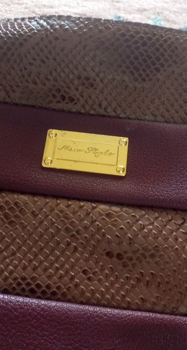 bordo Yılan Desenli Deri Kadın Çanta - Görsel 3