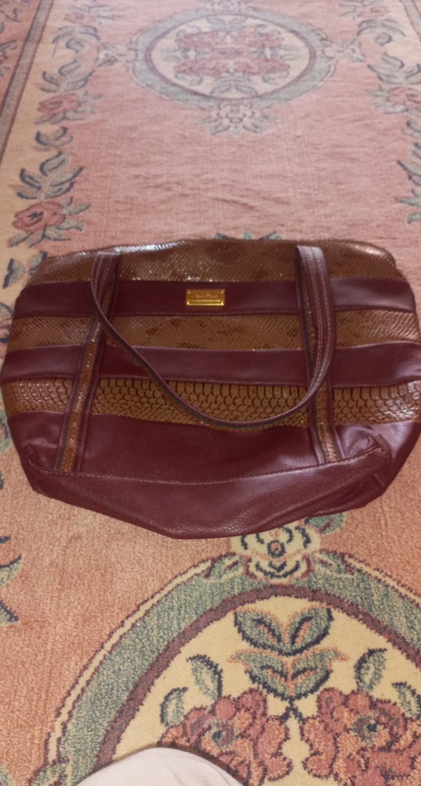 bordo Yılan Desenli Deri Kadın Çanta - Görsel 2