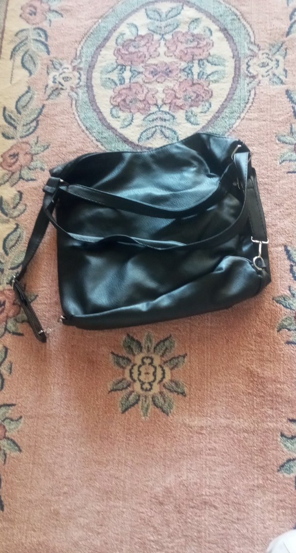 Siyah Deri Fermuarlı Kadın Çantası - Görsel 2